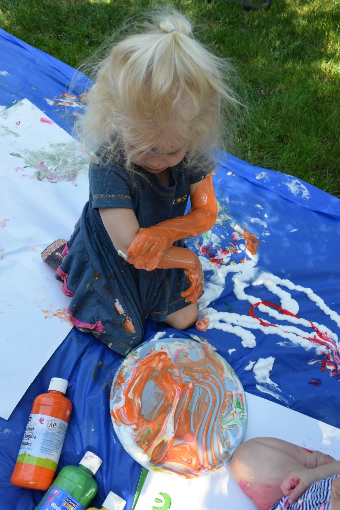 Messy painting play date body paint