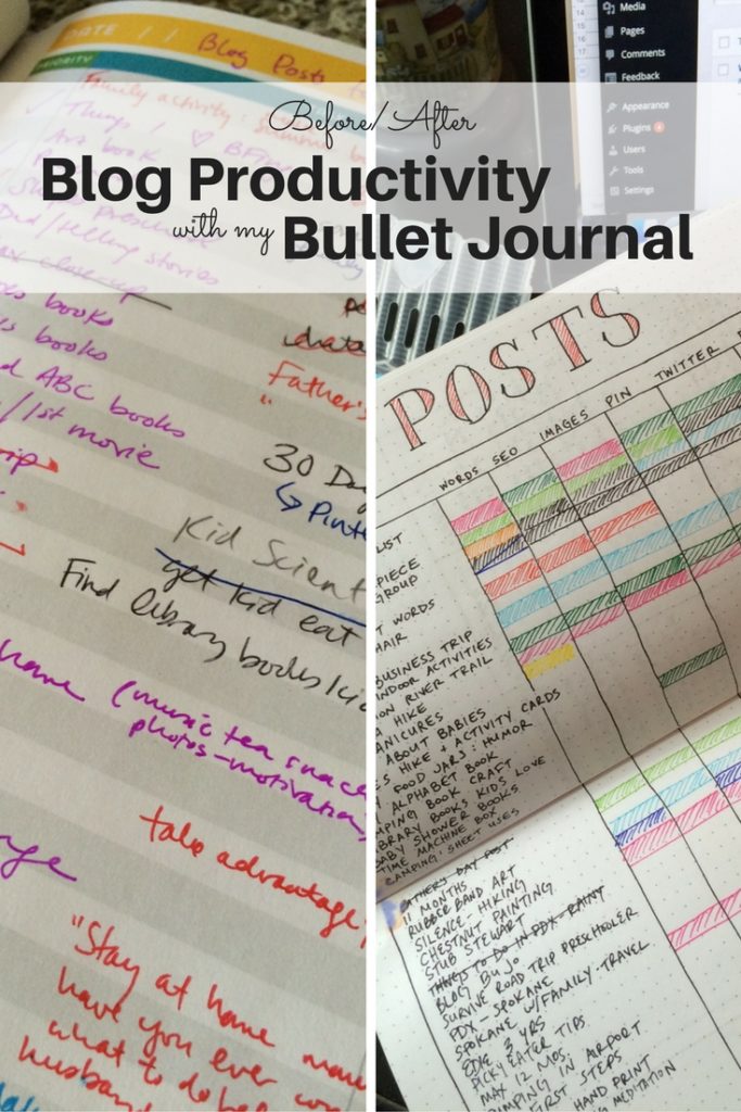 My blog productivity, before and after organization with a bullet journal spread: No comparison! Ten Thousand Hour Mama