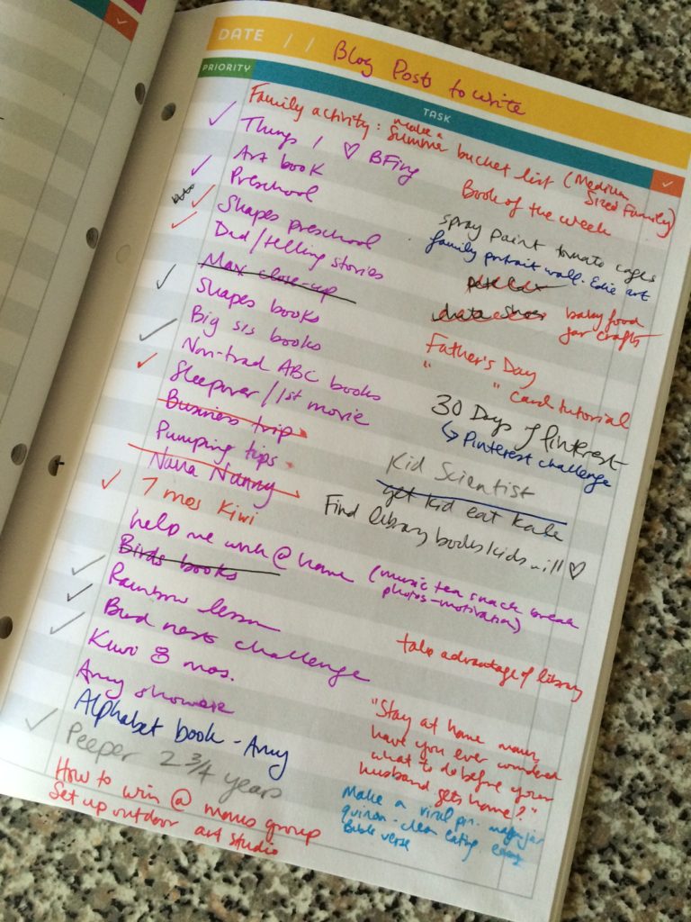My "before" - a messy, cluttered list that dinged my productivity - is toast now that I use a bullet journal to organize my blog posts. Ten Thousand Hour Mama