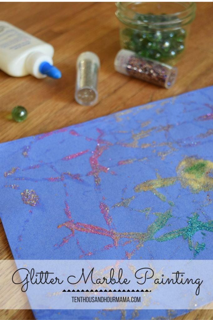You've tried marble painting, but what about GLITTER marble painting? Your kids will love this easy process art! Ten Thousand Hour Mama