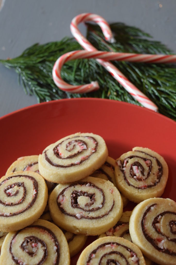 Chocolate candy cane pinwheels are PRETTY Christmas cookies—and so festive! Ten Thousand Hour Mama