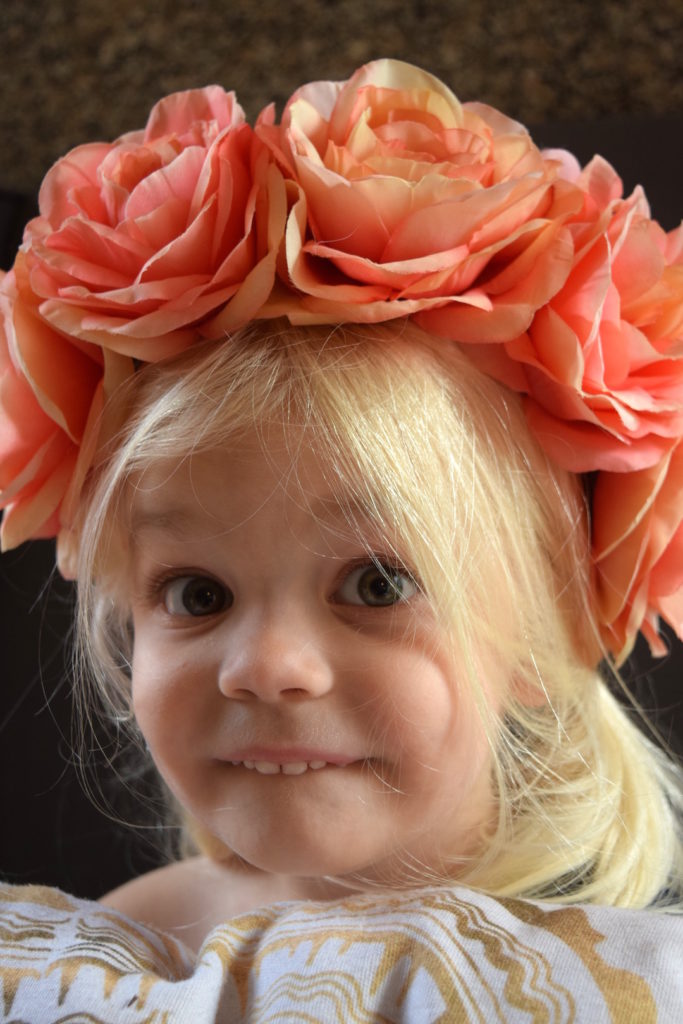 A beautiful flower crown for my preschooler daughter. Ten Thousand Hour Mama
