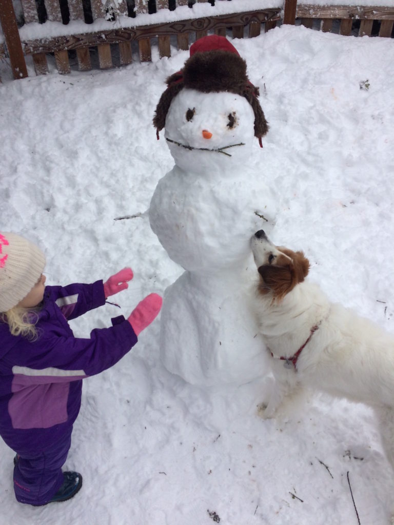 My daughter's first snowman - Ten Thousand Hour Mama