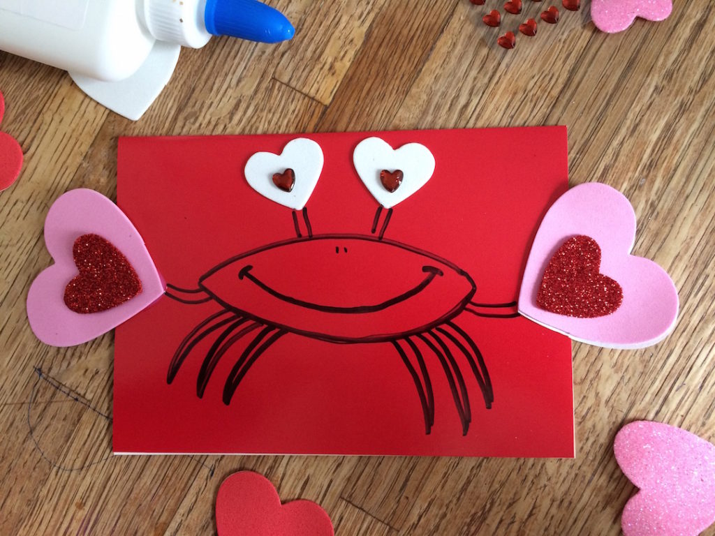 Valentine's Day craft // handmade valentine // crabs and hearts! Ten Thousand Hour Mama