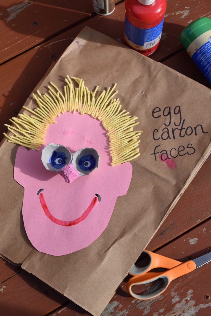 Upcycled kid art // Egg carton faces // Recycling project // Ten Thousand Hour Mama