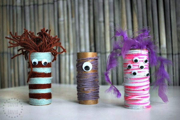 TP Roll yarn monsters / kids yarn arts and crafts project // Ten Thousand Hour Mama