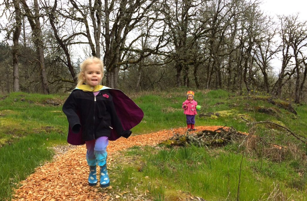 Taking my super hero preschooler on a hike—with her cape, of course. Ten Thousand Hour Mama