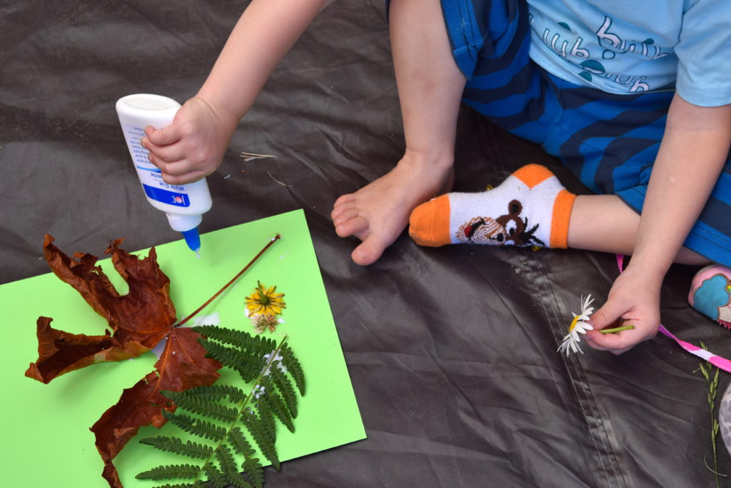 Camping crafts like this nature collage art project keep kids happy when you're family camping—and require almost no prep or supplies! Ten Thousand Hour Mama