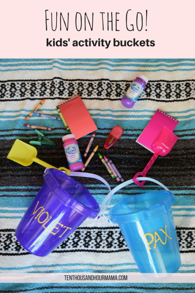 DIY kids' activity buckets for outdoor fun are a great family activity for camping, the beach, or anything outside - made from Dollar Store supplies. Ten Thousand Hour Mama