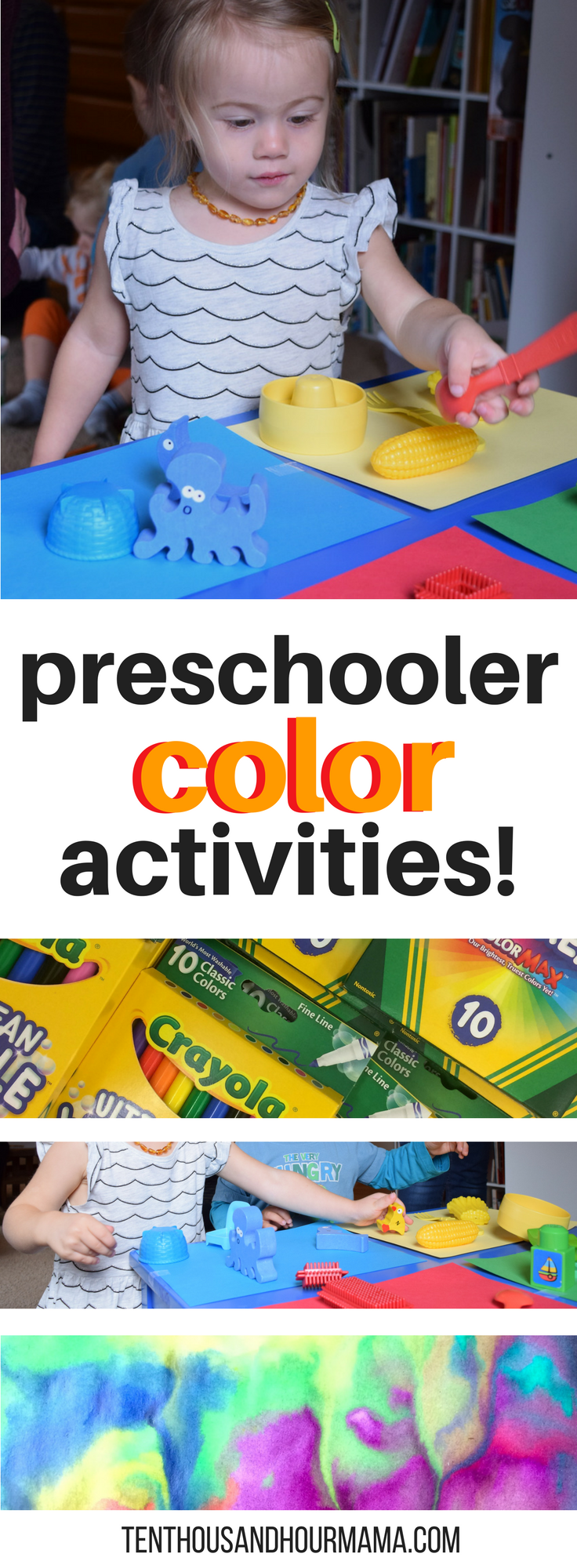 These toddler activities about color, for your homeschool preschool or just a fun project, are a great way for kids to learn about colors—and to have fun! Ten Thousand Hour Mama