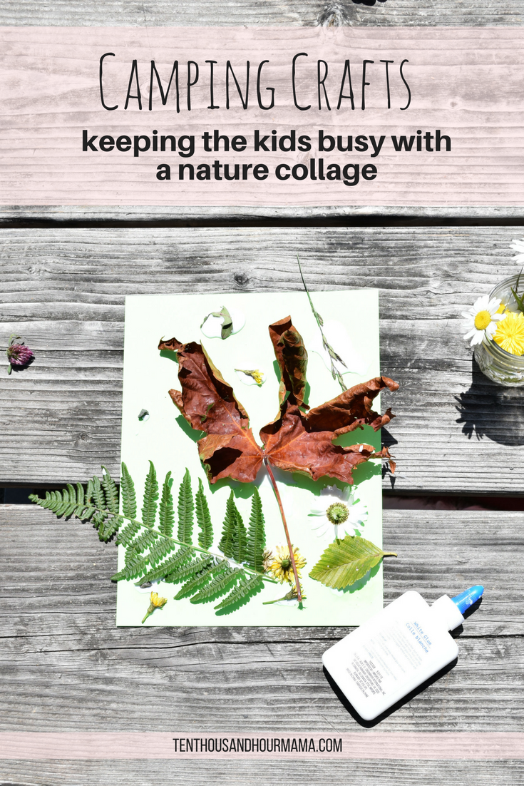 Camping crafts for kids: Nature collage for family camping